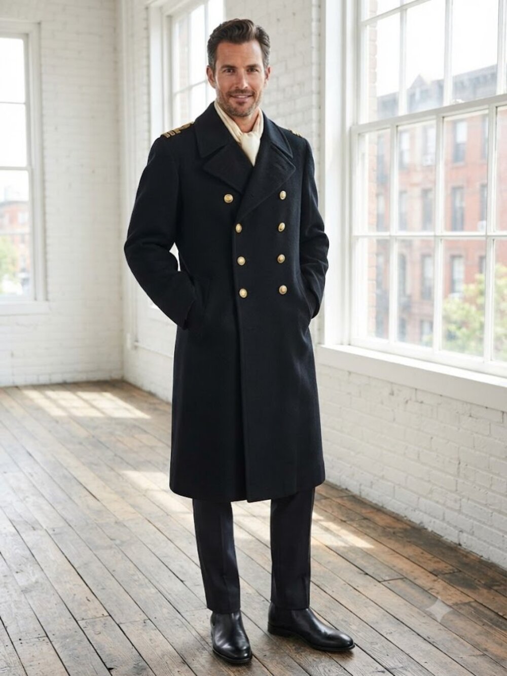 Vintage Naval Lt. Commander Greatcoat Wool Military Coat Cpt. Jack Harkness
